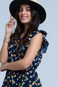 Camisa cruzada da marinha com babados