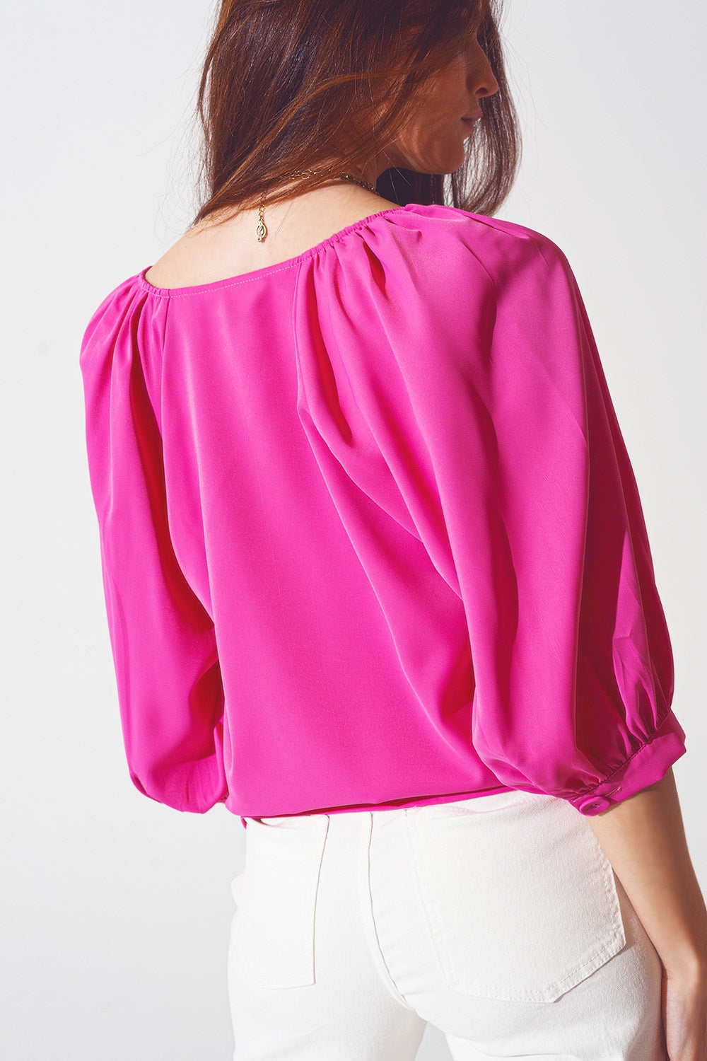 Camisa de Cetim em fuchsia