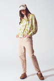 Camisa de chiffon com estampado floral em verde