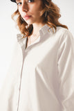 Camisa de linha A em branco Oversized Poplin