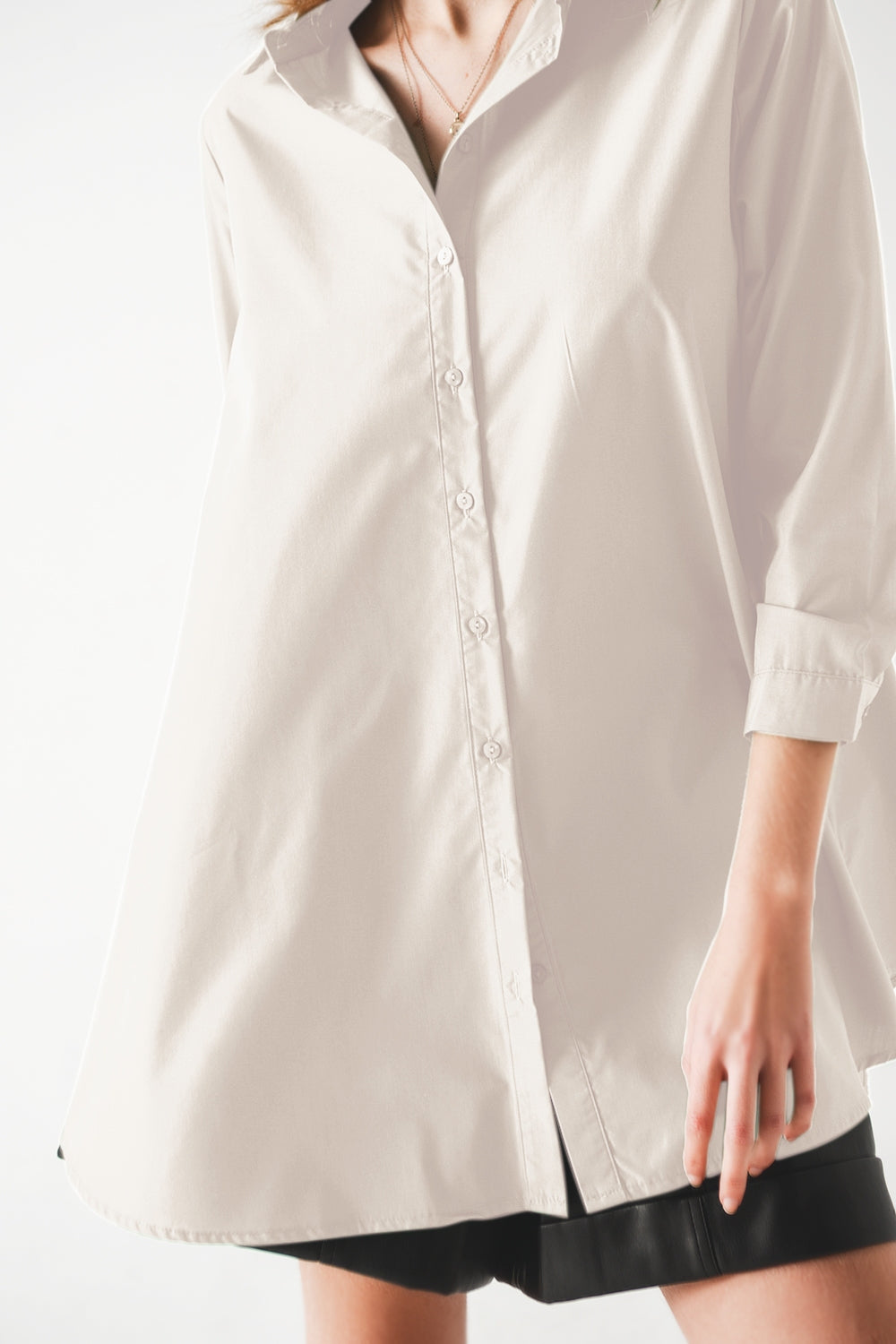 Camisa de linha A em branco Oversized Poplin