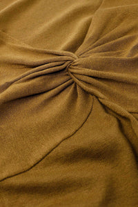 Camisa de manga comprida Beige com pormenor de nó e decote em V