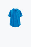 Camisa de manga curta com botões descontraída em azul