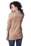 Camisa de manga longa bege com detalhe de renda-se