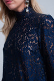 Camisa de renda marinha