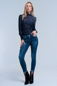 Camisa de renda marinha