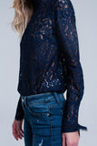 Camisa de renda marinha