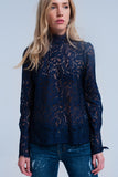 Camisa de renda marinha