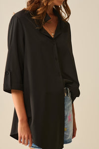 Camisa de tecido muito suave e leve em preto