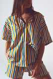 Camisa descontraída em risca verde
