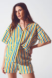 Q2 Camisa descontraída em risca verde