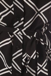 Camisa larga con diseño a cuadros negro