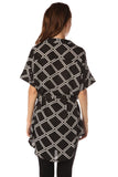 Camisa larga con diseño a cuadros negro