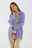 Camisa Lavanda com riscas roxas e bolsos no peito