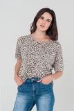 Q2 Camisa leopardo rosa com cordões nas costas