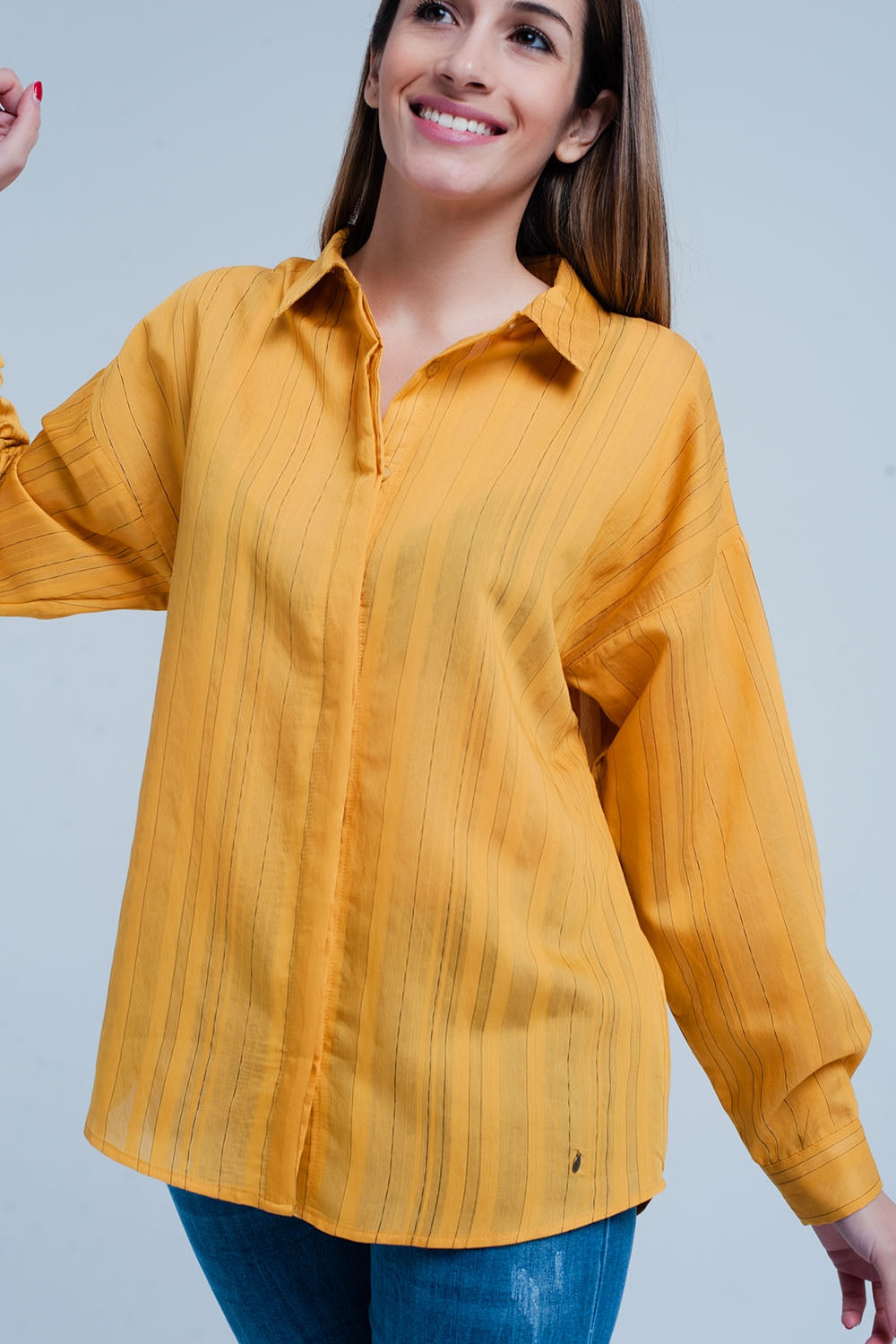 Camisa mustard listrada superdimensionada