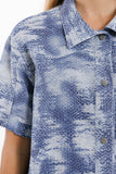 Camisa pólo com botões em azul Tie Dye