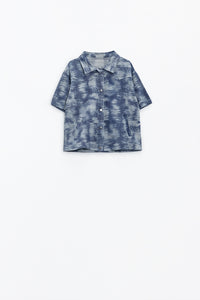 Camisa pólo com botões em azul Tie Dye