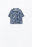 Camisa pólo com botões em azul Tie Dye