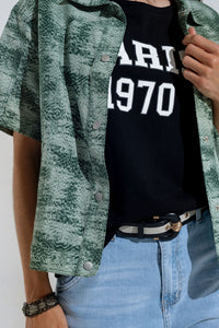 Camisa pólo com botões em verde Tie Dye