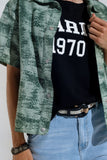 Camisa pólo com botões em verde Tie Dye