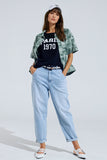 Camisa pólo com botões em verde Tie Dye