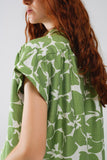 Camisa relaxada com estampado floral em verde