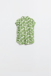 Camisa relaxada com estampado floral em verde