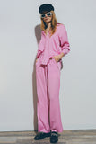 Camisa Solta Texturizada em Rosa