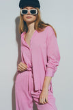 Camisa Solta Texturizada em Rosa