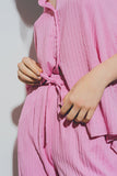 Camisa Solta Texturizada em Rosa
