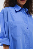 Camisa Super Oversized High Low em azul