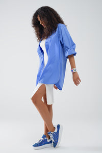 Camisa Super Oversized High Low em azul