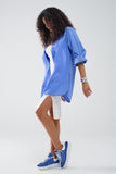 Camisa Super Oversized High Low em azul