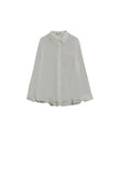 Camisa tencel semi-transparente com bolso no peito em branco
