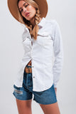 Camisa vaquera branca de algodón