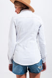 Camisa vaquera branca de algodón