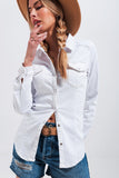 Camisa vaquera branca de algodón