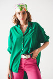 Camisa verde com detalhe de bolsillo