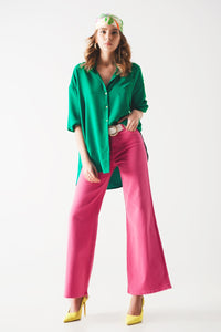 Camisa verde com detalhe de bolsillo