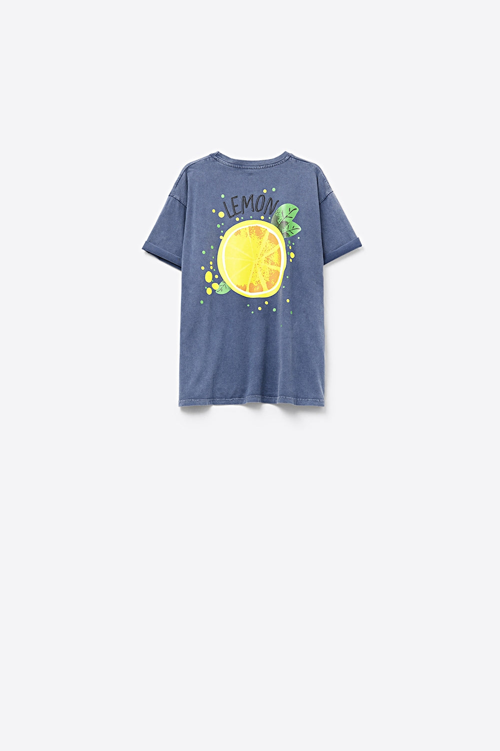 Camiseta azul-marinho Made in Italy com estampa de limão