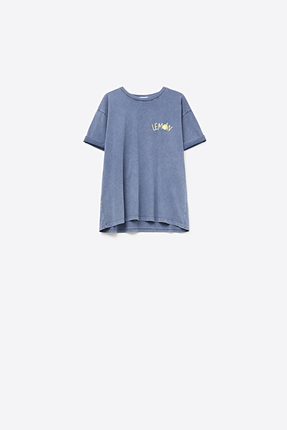 Camiseta azul-marinho Made in Italy com estampa de limão