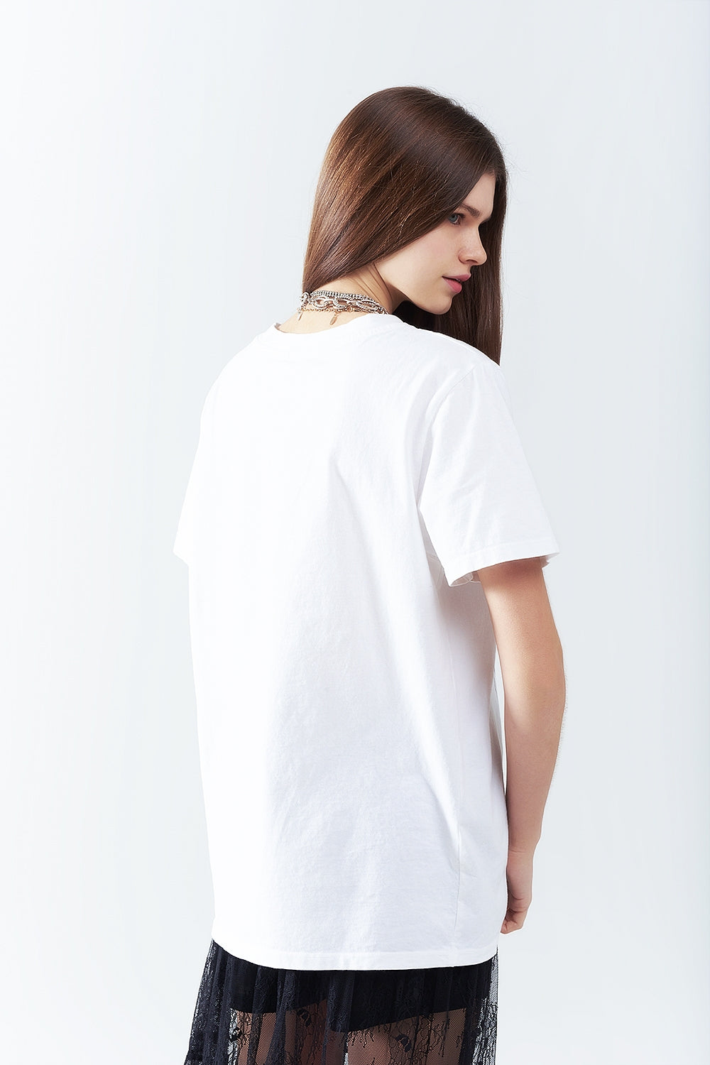 Camiseta Branca Relaxada Marilyn Monroe Com Ícones da Cultura Pop