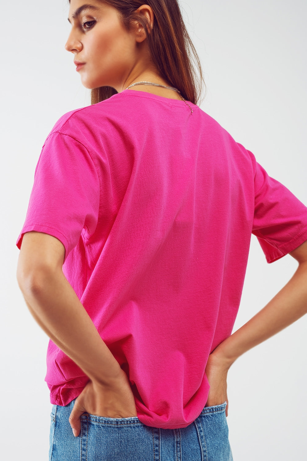 Camiseta com estampa gráfica limitada em Fúcsia