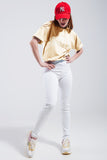 Camiseta com texto do distrito de Brooklyn em amarela