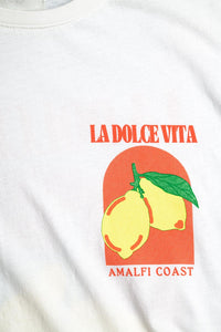 Camiseta de Caimento Relaxado com Estampa La Dolce Vita em Branco