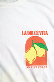 Camiseta de Caimento Relaxado com Estampa La Dolce Vita em Branco