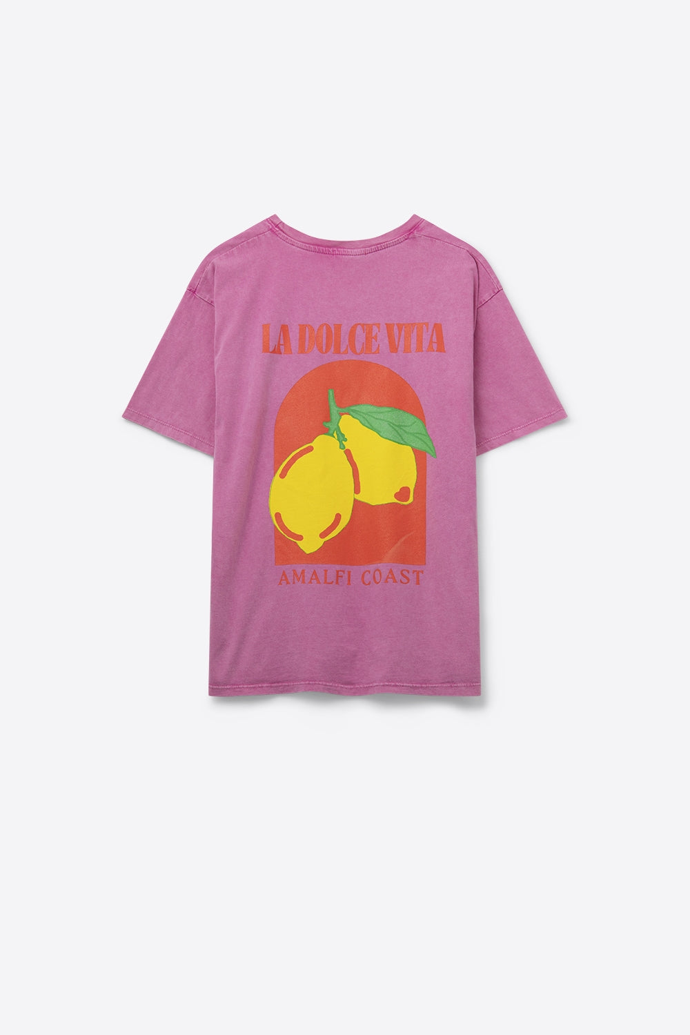 Camiseta de Corte Relaxado com Estampa La Dolce Vita em Rosa