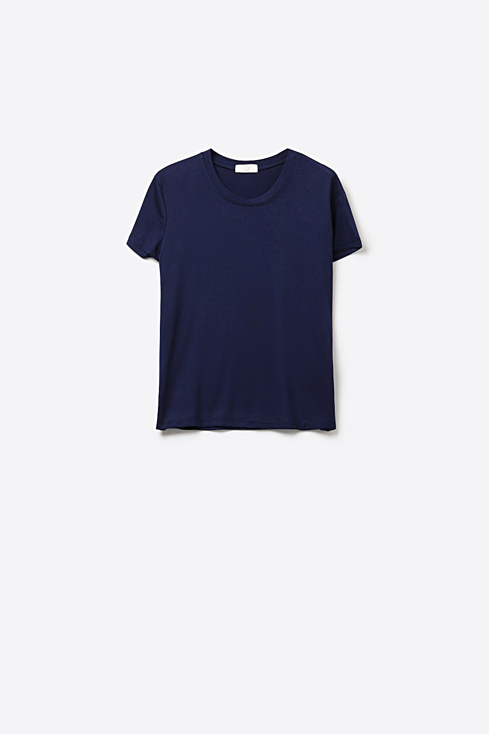 Camiseta Marinho Básica de Gola Redonda e Manga Curta em Tecido de Viscose