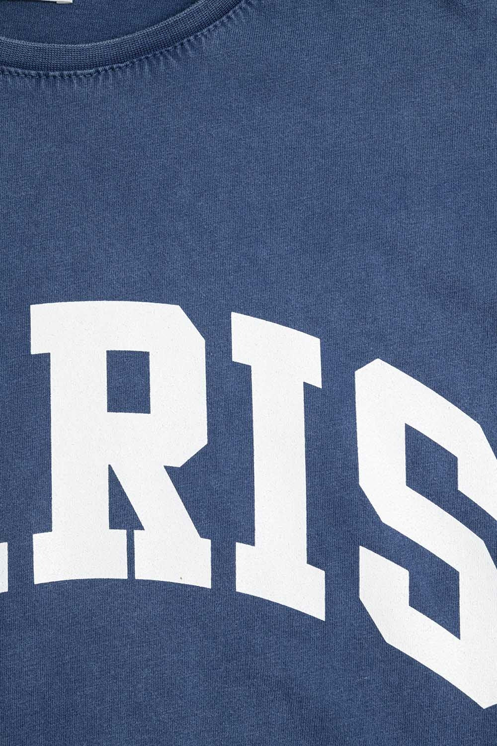 Camiseta Relaxada Azul-Marinho Paris com Letras Brancas